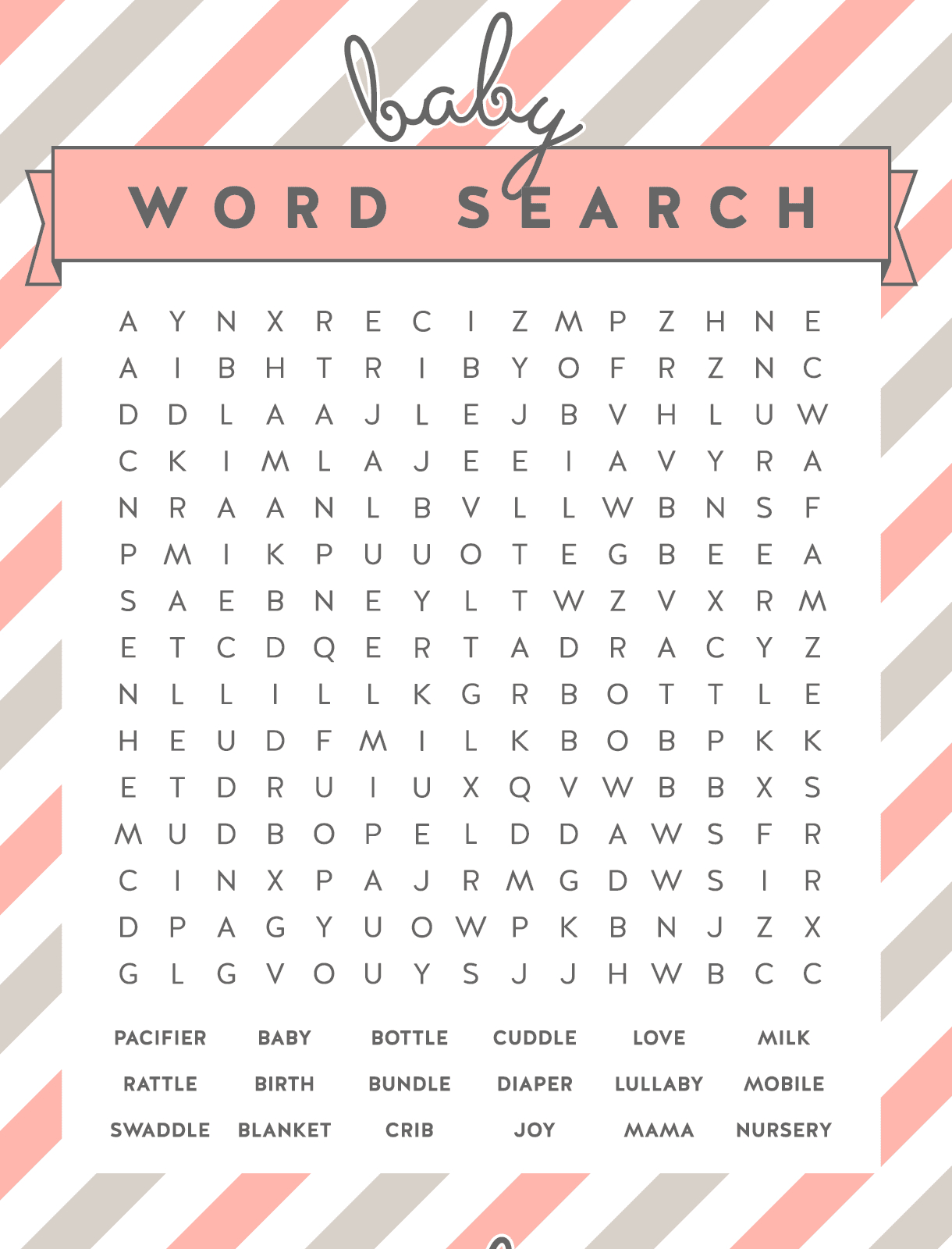 Here Is A List Of 17 Free, Printable Baby Shower Word Search Puzzles - Quick Printable Puzzles