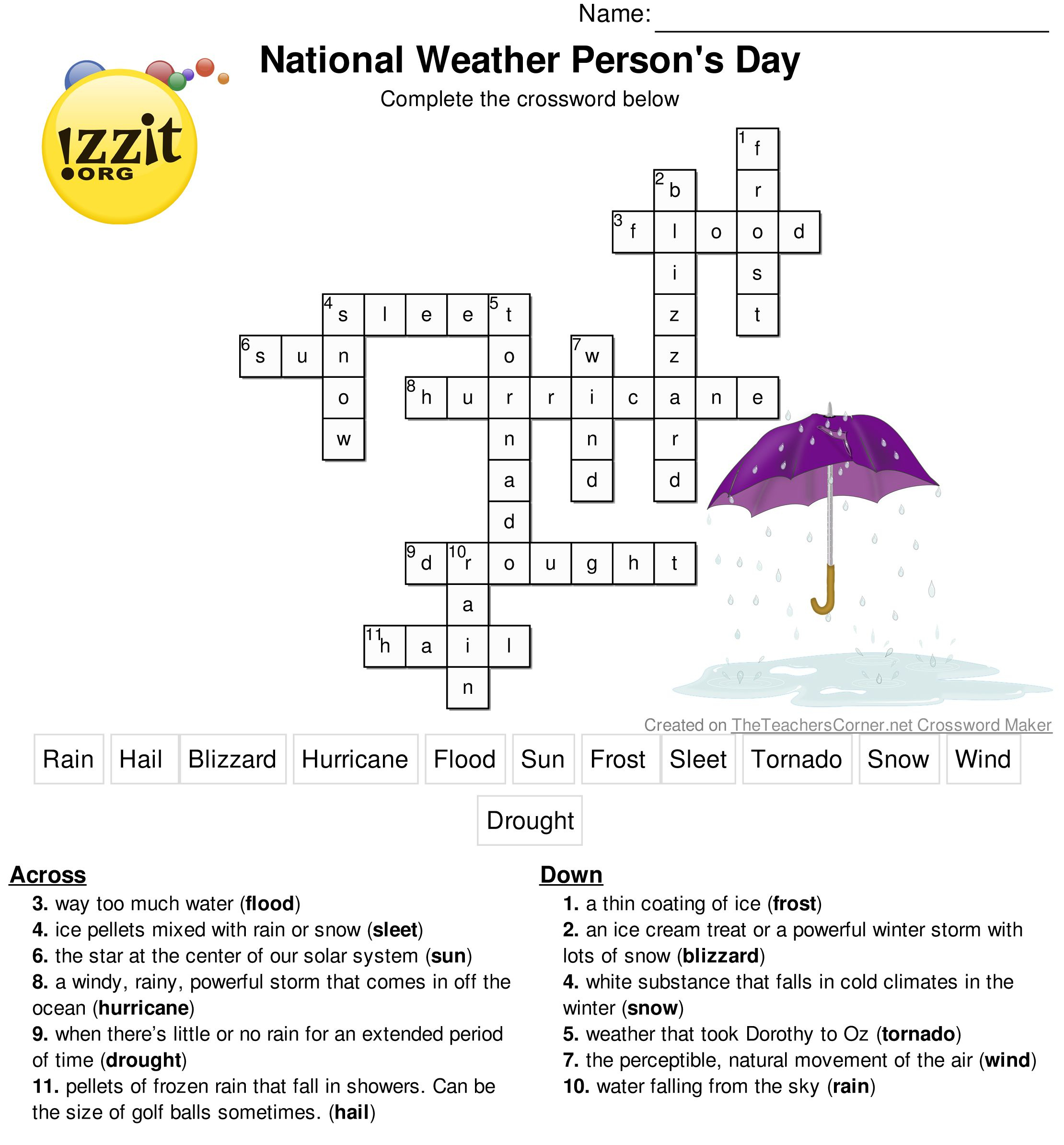 Here Is The Answer Key For The Printable Crossword Puzzle For - Printable Crossword Puzzles Spring