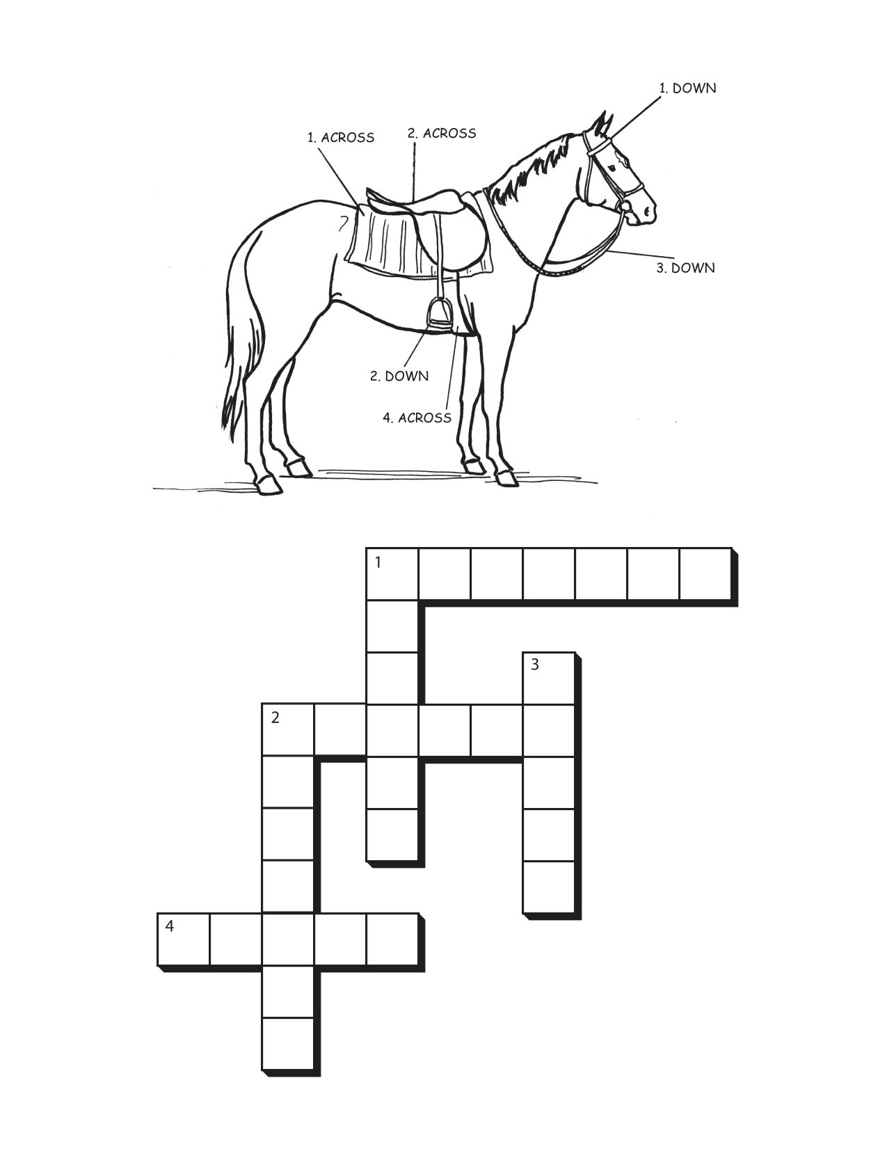 Horse And Tack Cross Word Puzzle | Tr Lesson Plans | Horses, Horse - Printable Crossword Puzzles Horses