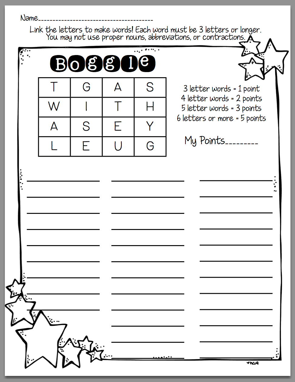 How To Use Boggle In Word Work (Sunny Days In Second Grade - Printable Boggle Puzzle