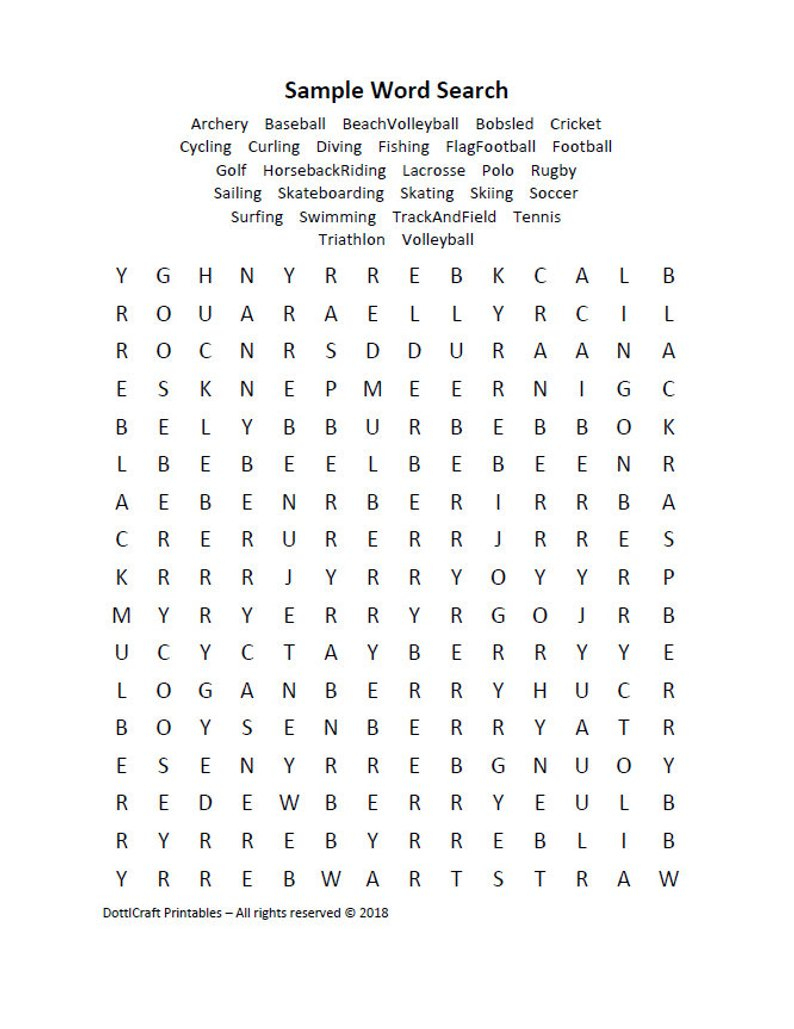 Indoor Sports Word Search Puzzle Printable Seek Find | Etsy - Printable Puzzle Games Pdf
