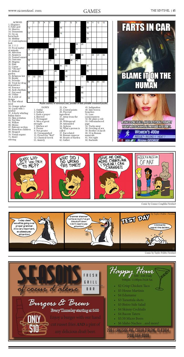 Issue 7, Vol. 67North Idaho College - The Sentinel - Issuu - Mirroreyes Printable Crossword Puzzles
