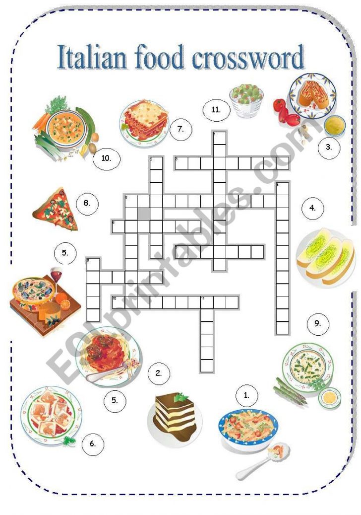 Italian Food Crossword Esl Worksheetborna Free Printable Italian Crossword Puzzles 728x1037 