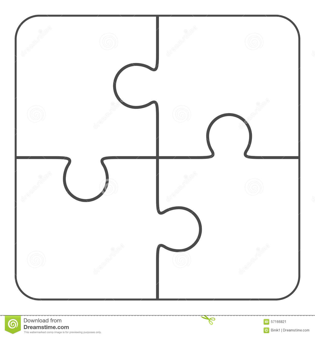 Jigsaw Puzzle Blank 2X2, Four Pieces Stock Illustration - Printable 4 Piece Puzzle Template