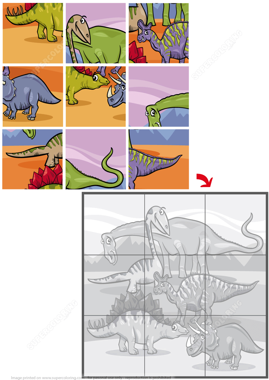 Jigsaw Puzzle With Dinosaurs | Free Printable Puzzle Games - Printable Dinosaur Puzzle