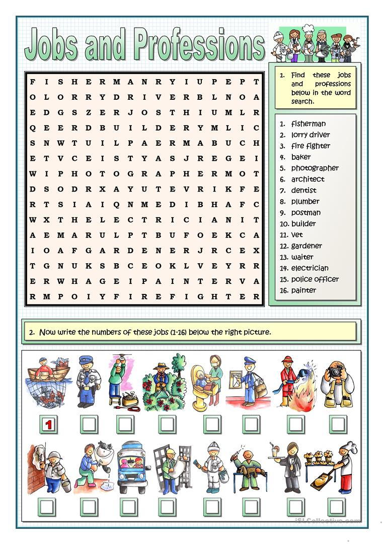 Jobs And Professions Puzzles Worksheet - Free Esl Printable - Printable-Puzzles.com Answers