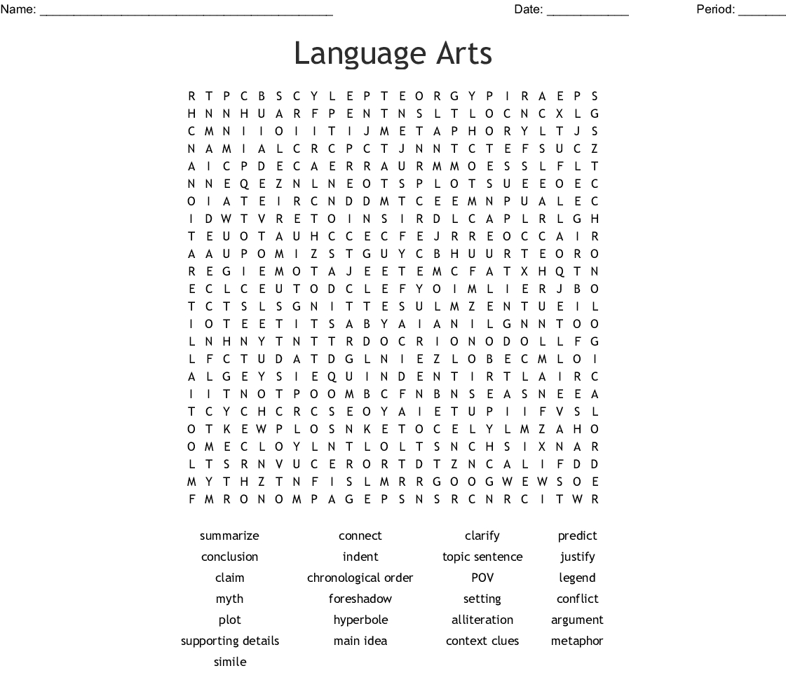 Language Arts Word Search - Wordmint - Printable Ela Puzzles
