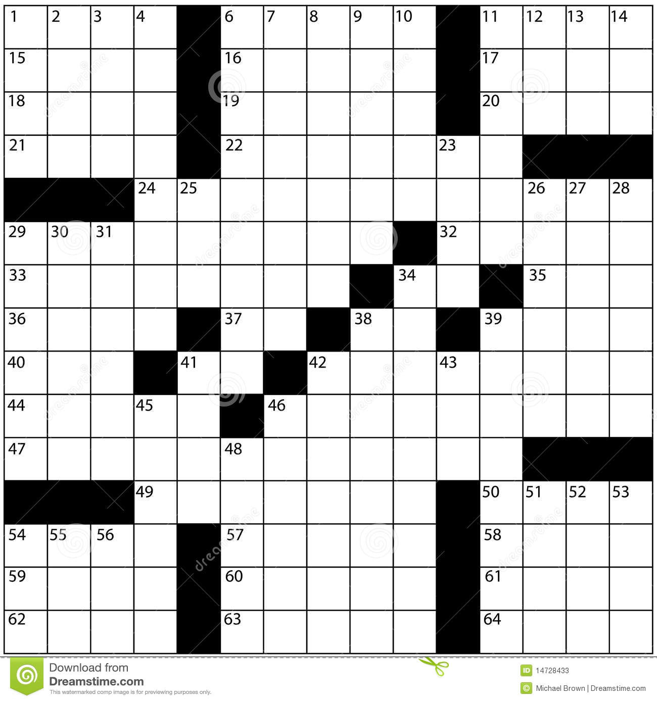 Large Newspaper Crossword Puzzle Grid Numbers Stock Illustration - Printable Crossword Puzzle Grid