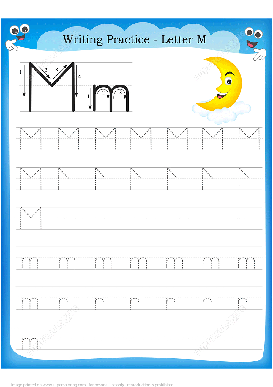 Letter M Is For Moon Handwriting Practice Worksheet | Free Printable - Letter M Puzzle Printable