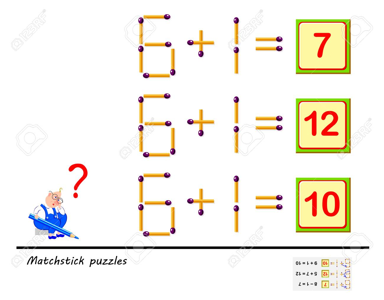 Logic Puzzle Game. In Each Task You Must Move 1 Matchstick To - Printable Matchstick Puzzles