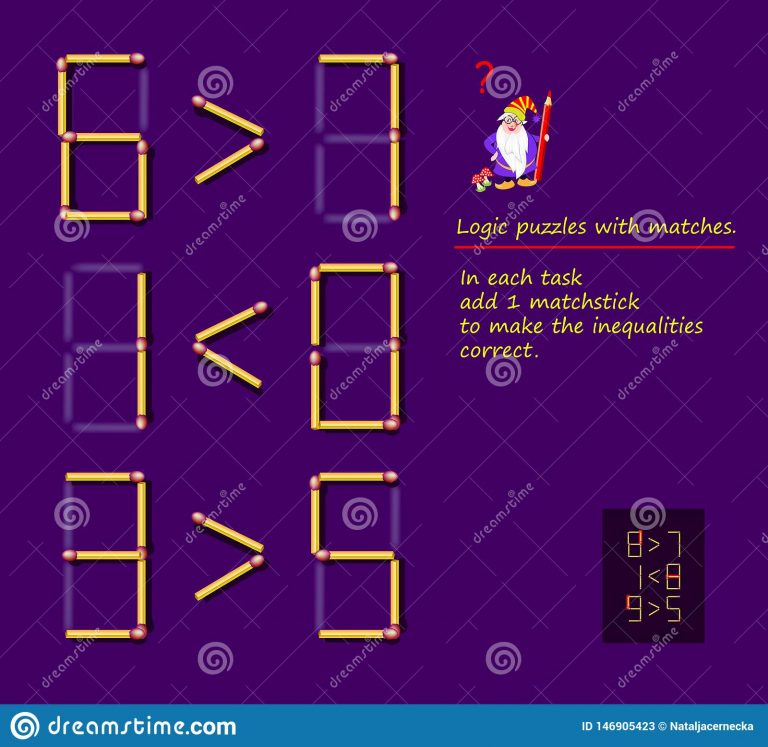 logical puzzle game with matches in each task add 1 matchstick to