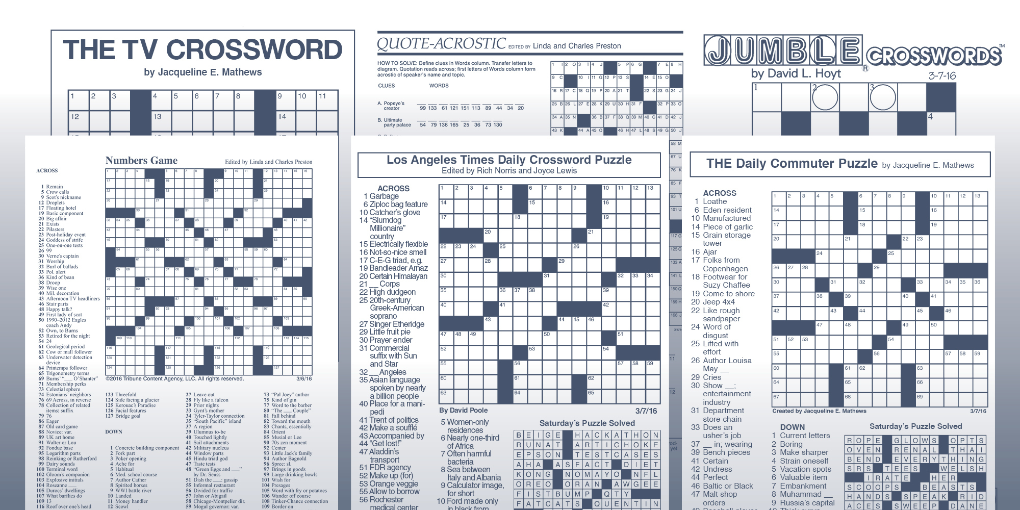 Los Angeles Times Sunday Crossword Puzzle Tribune Content Agency