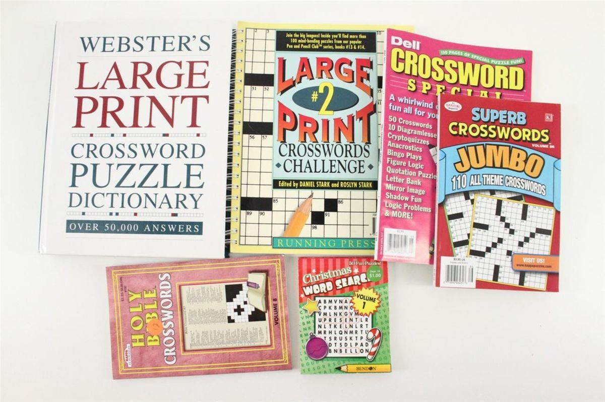 Lot Websters Large Print Crossword Puzzle Dictionary Puzzle Books - Large Print Crossword Puzzle Dictionary