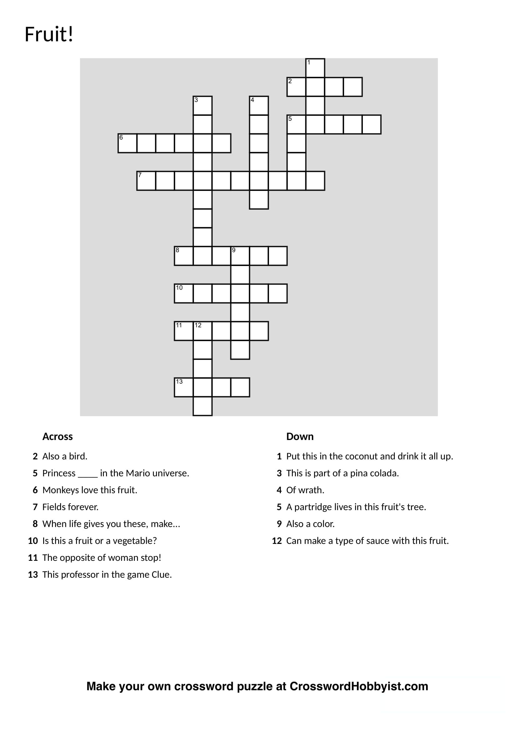Make Your Own Fun Crossword Puzzles With Crosswordhobbyist - Make Your Own Crossword Puzzle Free Printable