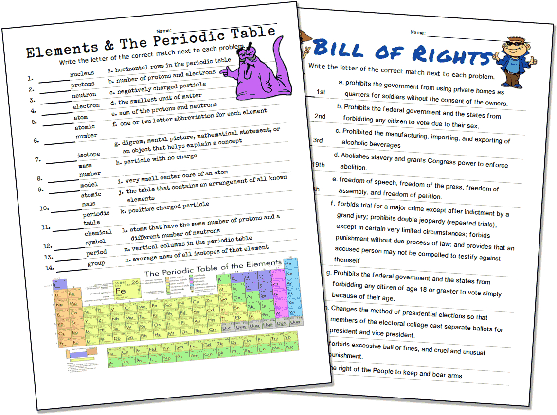 Match-Up Worksheet Maker - Printable Crossword Creator