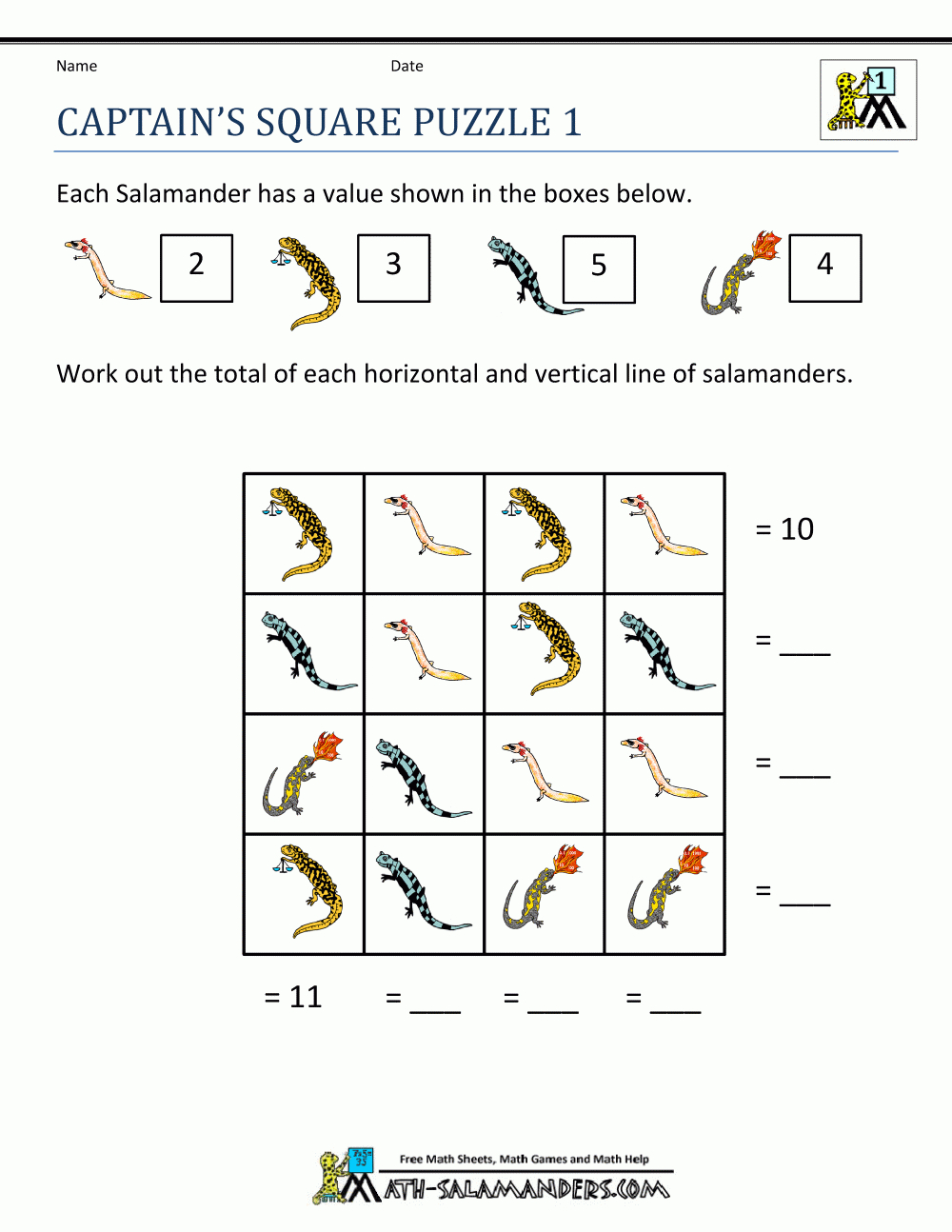 Math Puzzle 1St Grade - Crossword Puzzle 1St Grade Printable