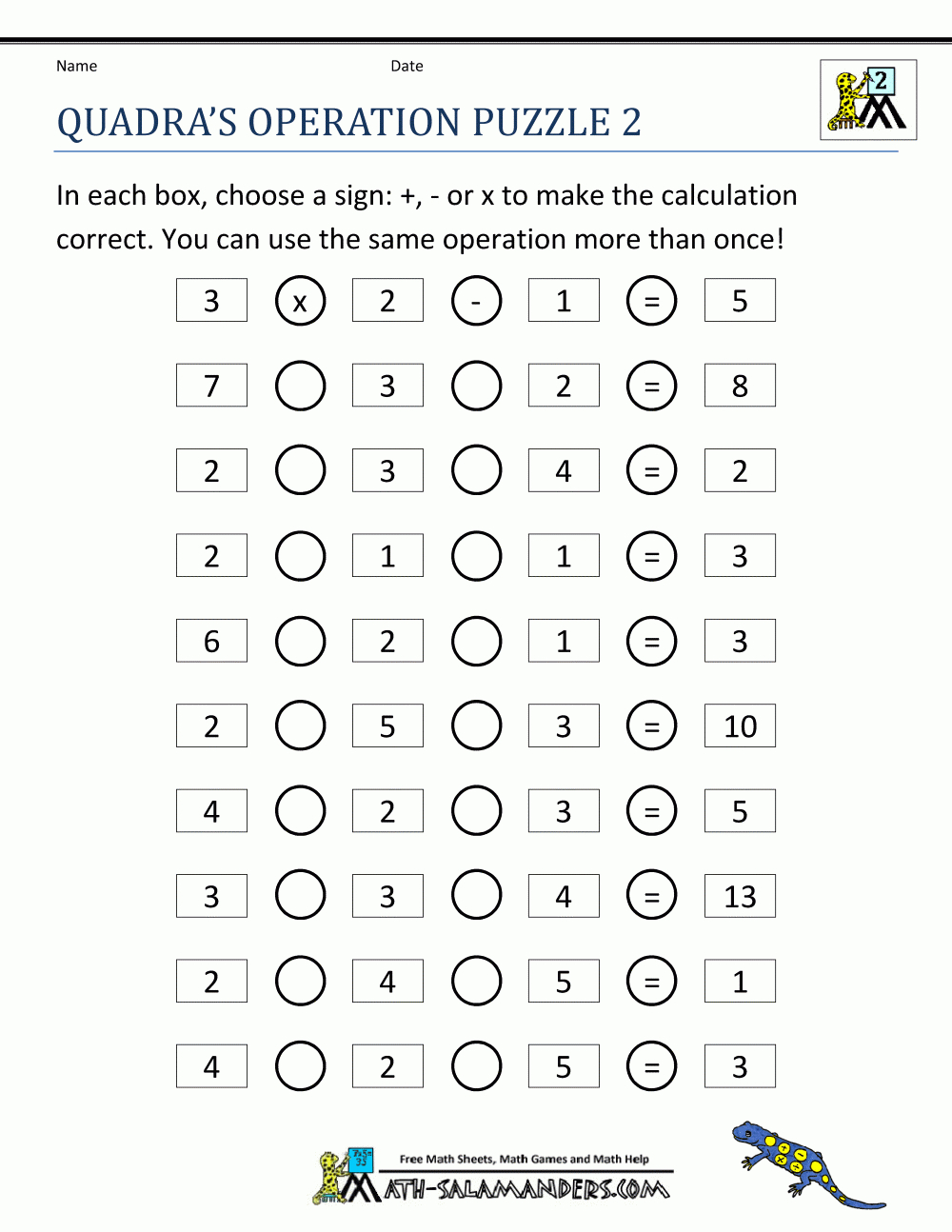 Math Puzzle Quadras Operation Puzzle 2 | Maths | Maths Puzzles, 3Rd - Grade 2 Puzzles Printable