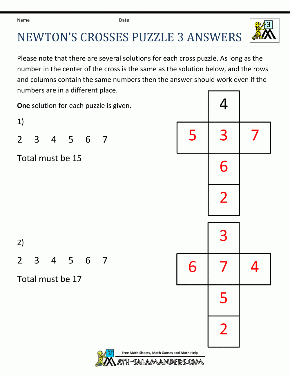 Math Puzzle Worksheets 3Rd Grade - Printable Math Crossword Puzzles