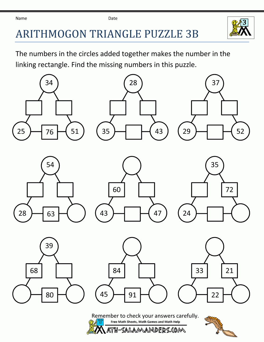 Math Puzzle Worksheets 3Rd Grade - Printable Puzzle Worksheets