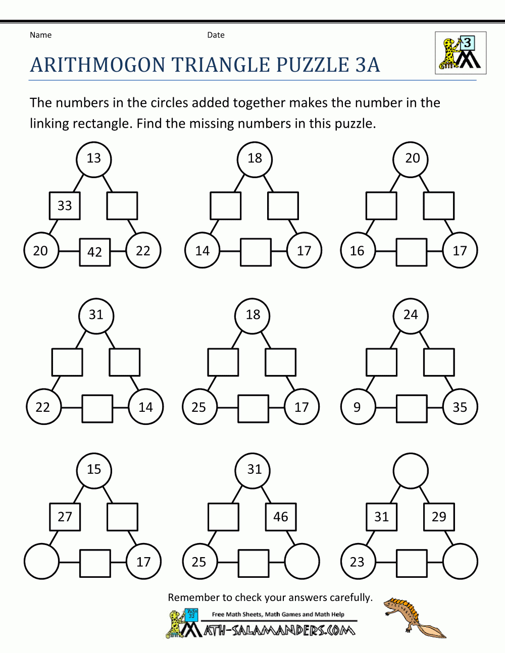 Math Puzzle Worksheets 3Rd Grade - Printable Puzzles And Games