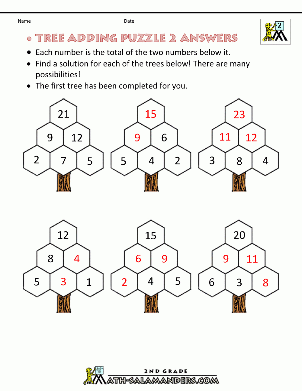 Math Puzzles 2Nd Grade - Grade 2 Puzzles Printable