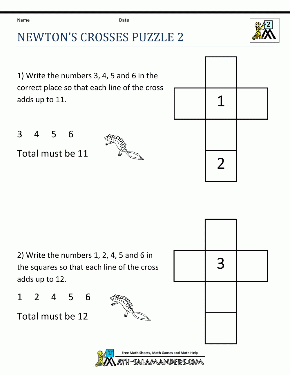 Printable Math Puzzles For 2Nd Grade Printable Crossword Puzzles