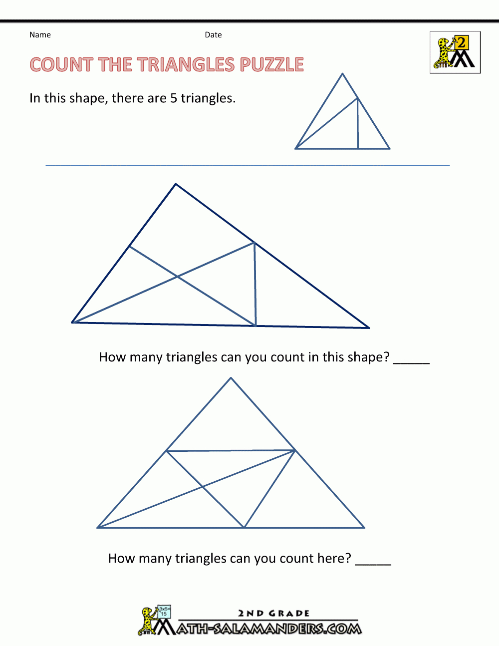 Math Puzzles For Kids - Shape Puzzles - Printable Triangle Puzzle