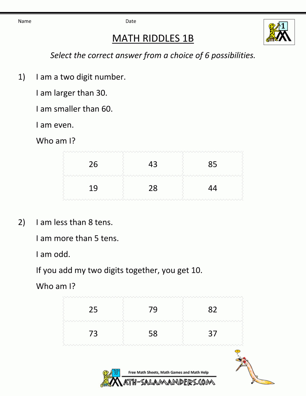 Math Riddles - Printable Puzzles And Riddles