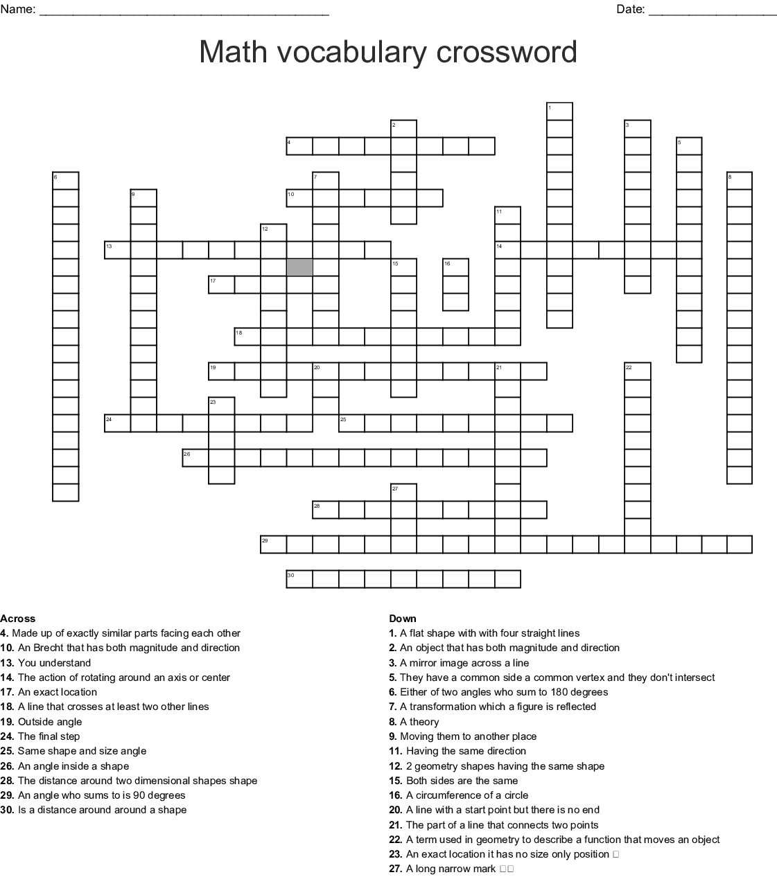 Printable Math Crossword Puzzles Printable World Holiday
