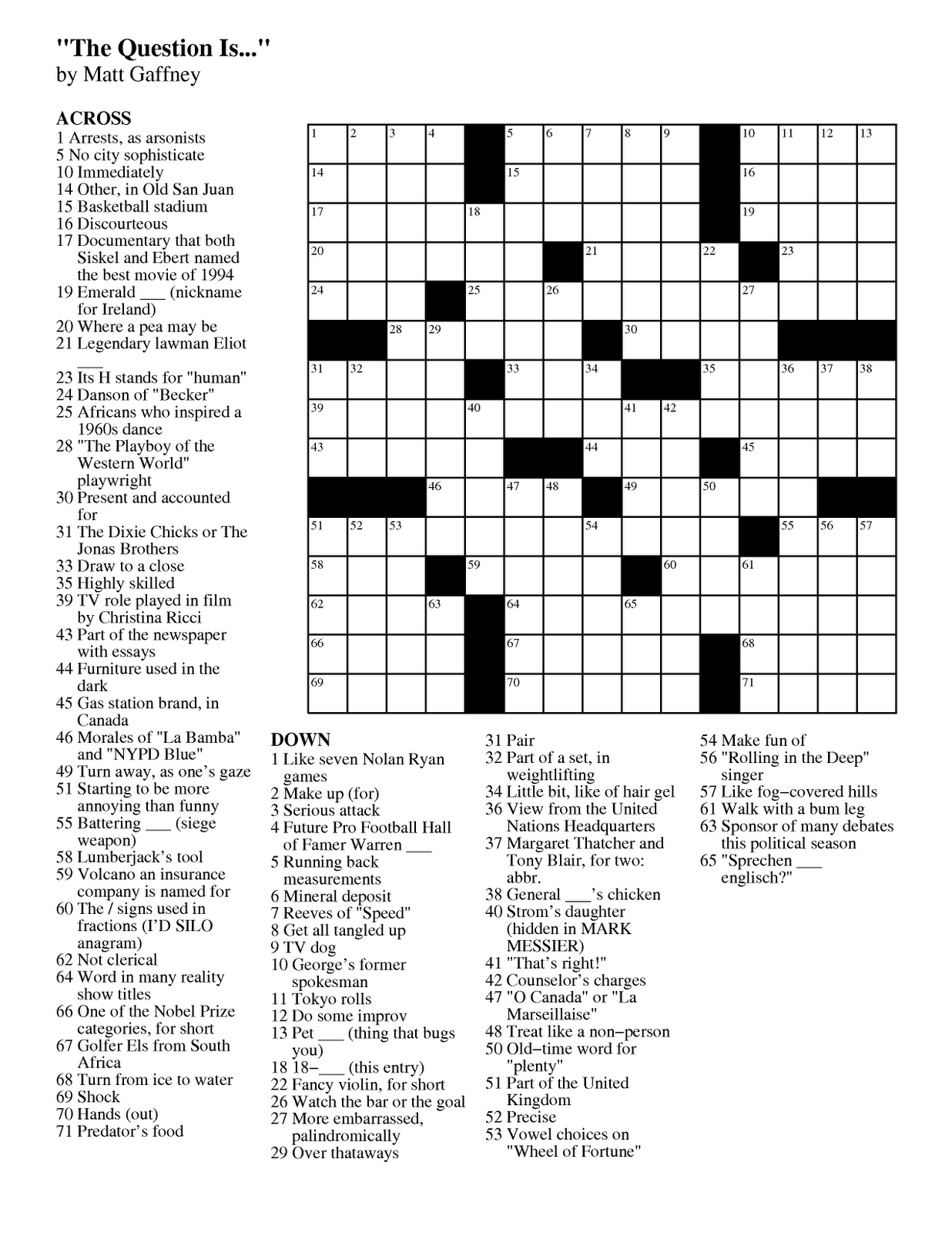 Matt Gaffney&amp;#039;s Weekly Crossword Contest: Mgwcc #192 -- Friday - Printable Crossword Puzzles Chicago Tribune