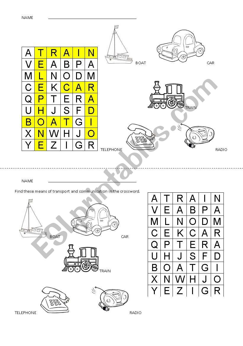 Means Of Transport And Communication Crossword - Esl Worksheet - Printable Communication Crossword Puzzle