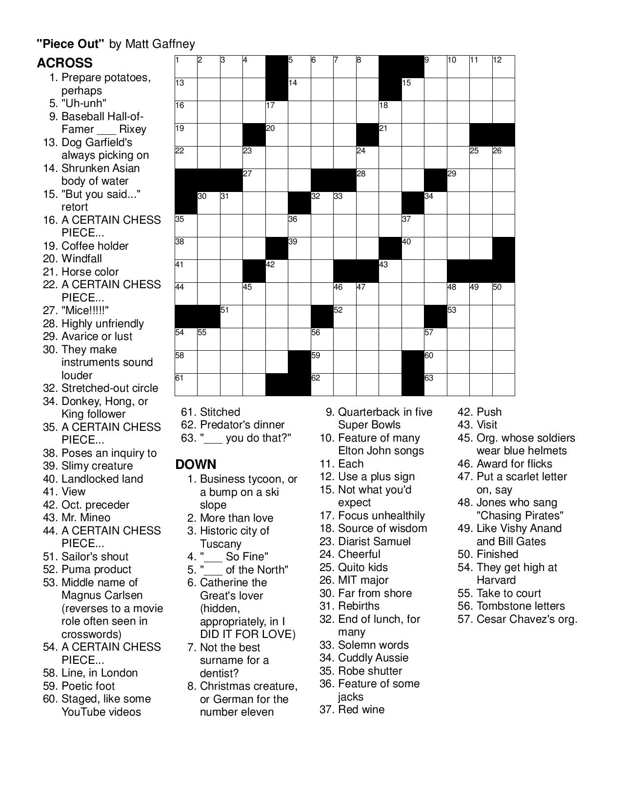 Mgwcc #284 — Friday, November 8Th, 2013 — &amp;quot;piece Out&amp;quot; | Matt - Merl - Printable Crossword Puzzles Merl Reagle