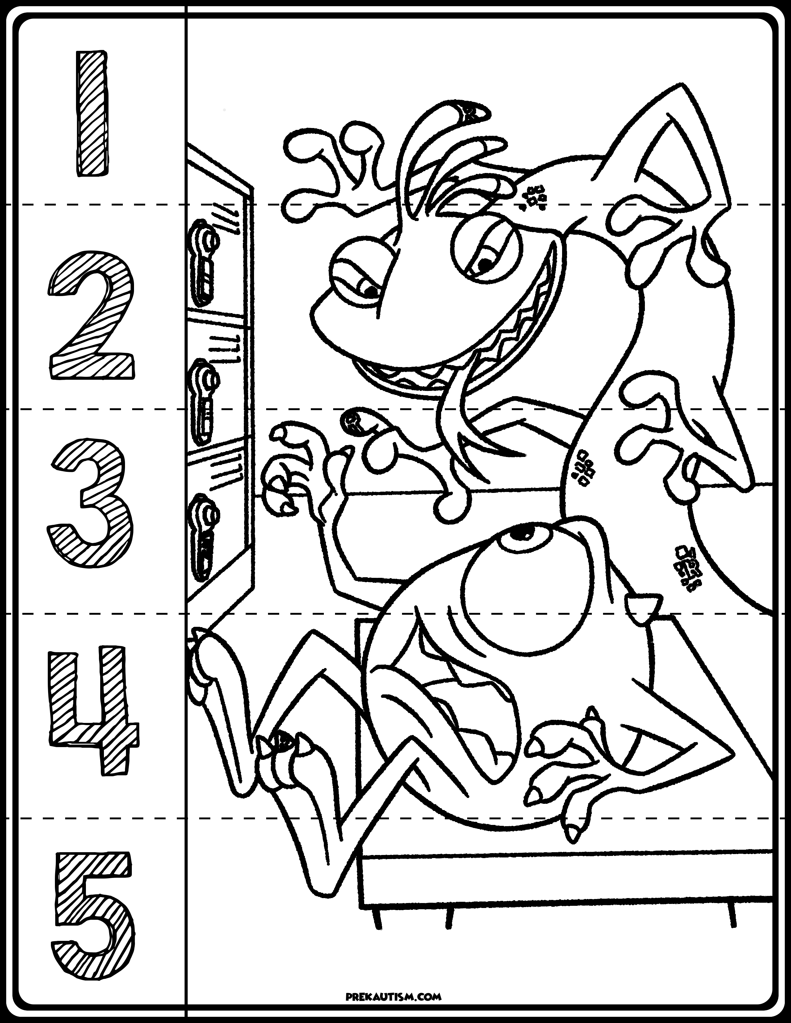Monster Inc. Number Puzzles | Autism Activities | Free, Kindergarten - Printable Monster Puzzle