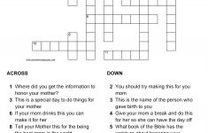Mother's Day Crossword Puzzle - Printable Crossword Puzzle Of The Day