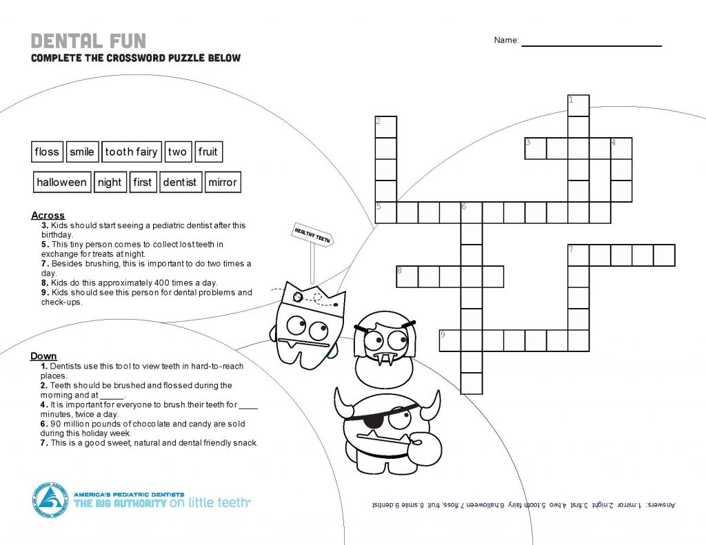 Mouth Monster Themed Crossword Puzzle &amp;amp; Word Search | The Big - Printable Dental Puzzles