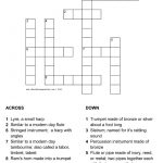 Musical Instruments In The Bible Crossword With Answer Sheet   Printable Christian Crossword Puzzles
