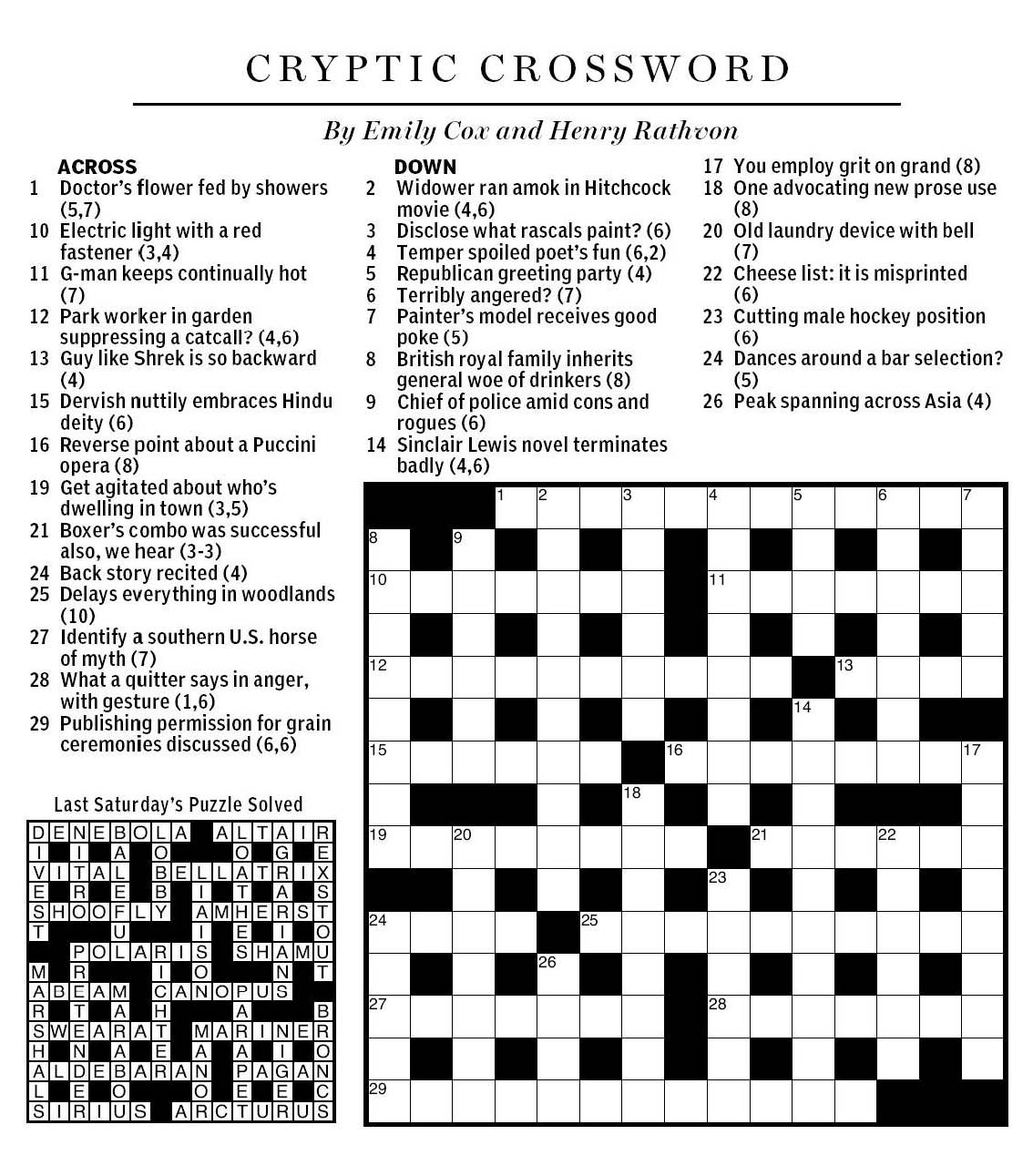 National Post Cryptic Crossword Forum: June 2013 In Mr. X 4 - Printable Crossword Puzzles 2013