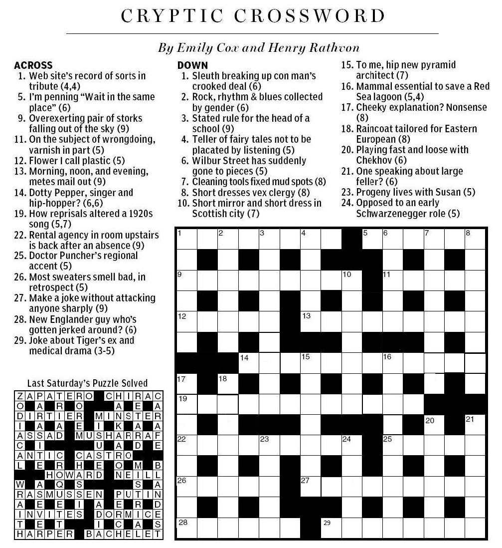 Cryptic Crossword Printable