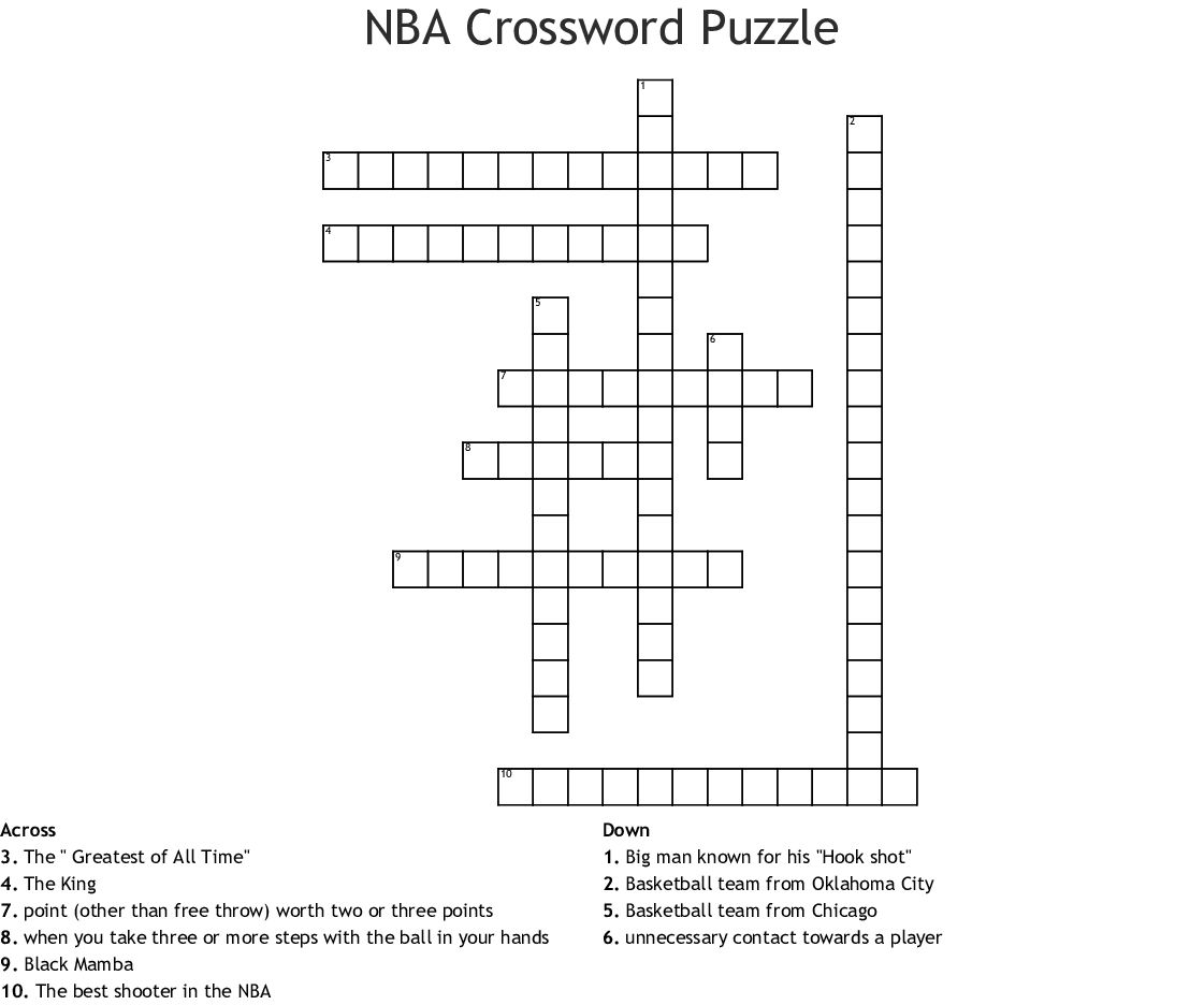 Nba Crossword Puzzle Crossword - Wordmint - Printable Nba Crossword Puzzles