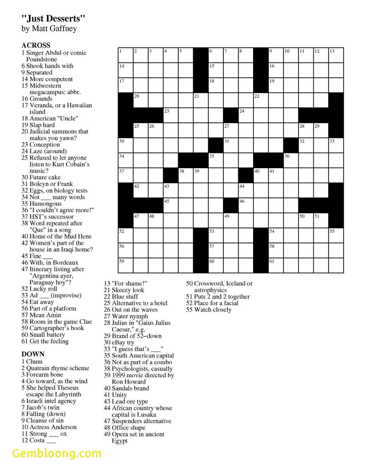 Printable Crossword Usa Today | Printable Crossword Puzzles