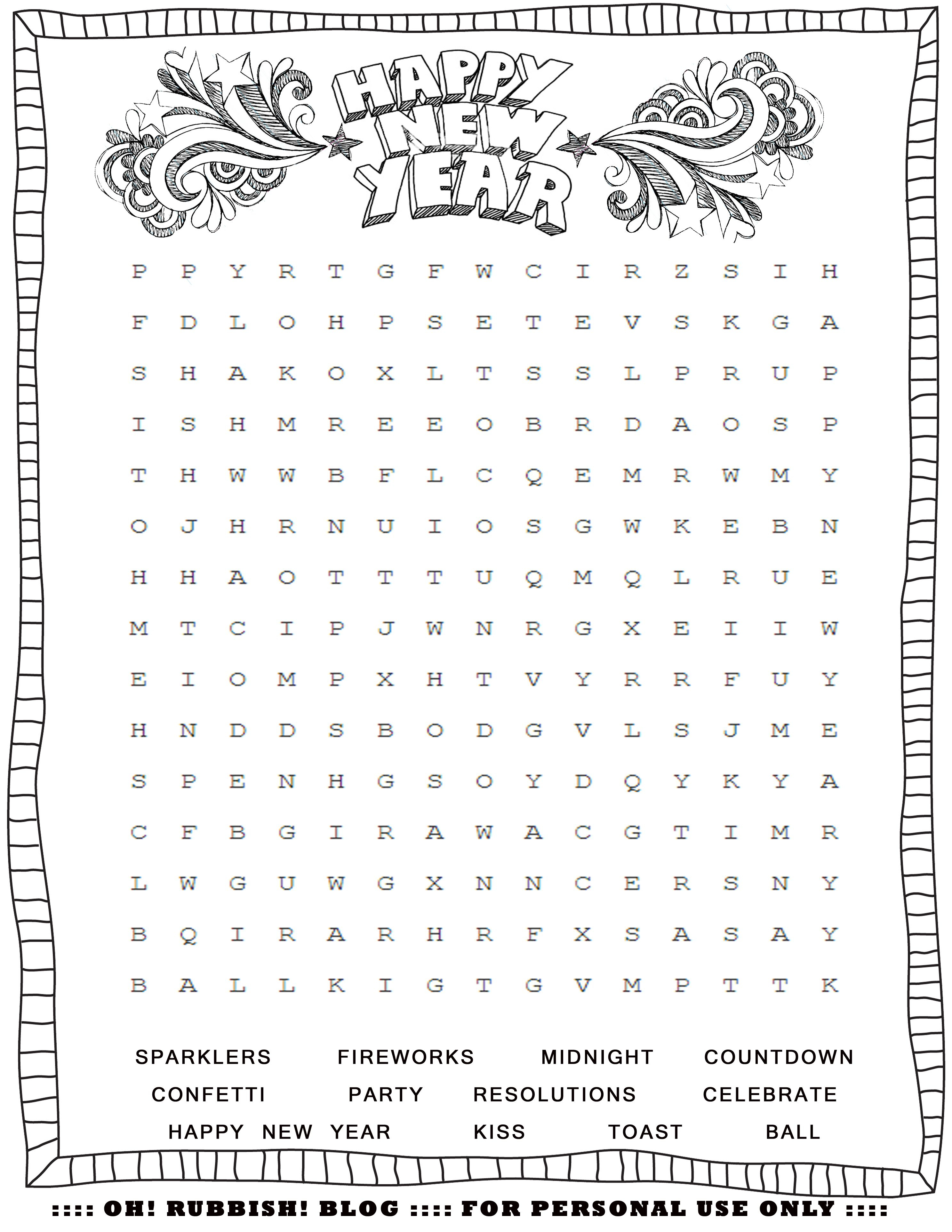 New Year&amp;#039;s Printable Activities :: Entertain Your Kids With 4 New - New Year Crossword Puzzle Printable