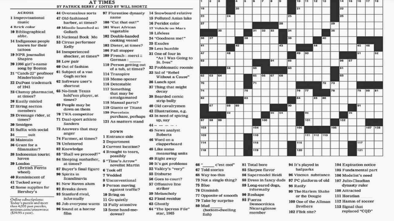 Free Printable New York Times Sunday Crossword Puzzles Printable Crossword Puzzles