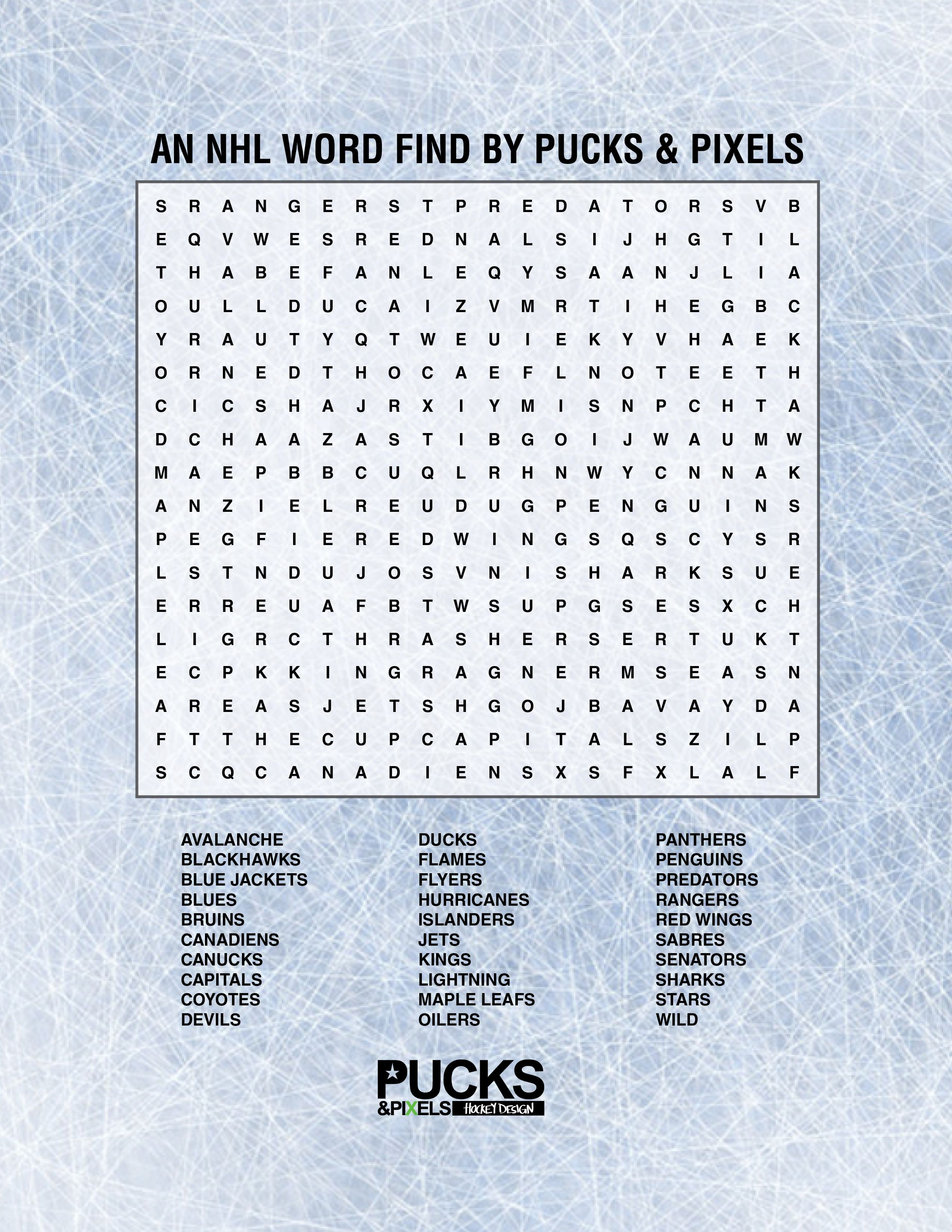Nhl Word Searchpucks And Pixels I Could&amp;#039;ve Easily Done This - Printable Hockey Crossword Puzzles