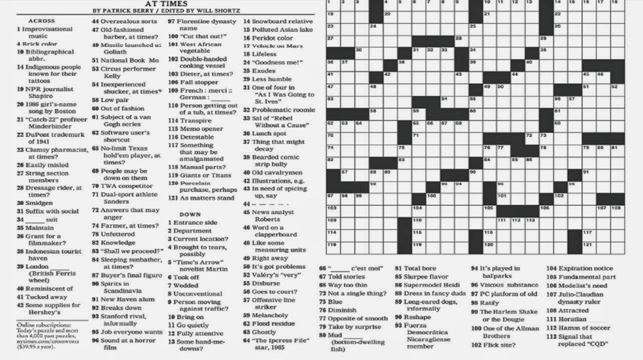 Noli Insipientium Iniurias Pati: New York Times Crossword Clue - New - New York Crossword Puzzle Printable