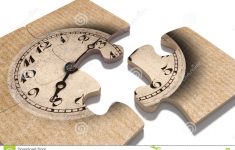 Old-Fashioned Clock Print On Puzzle Pieces Stock Illustration - Print On Puzzle