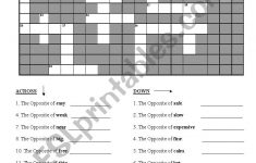 Opposite Adjectives Crossword Puzzle Elem - Esl Worksheetchafik - Printable Opposite Crossword Puzzle