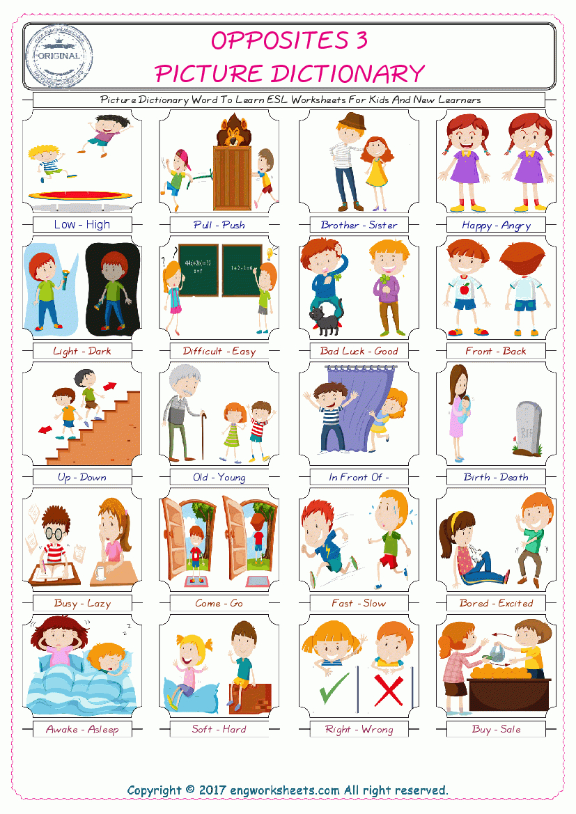 Opposites - Free Esl, Efl Worksheets Madeteachers For Teachers - Printable Opposite Puzzles