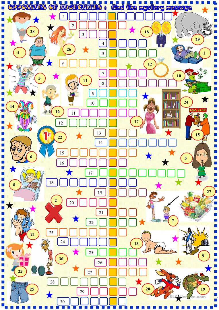 Opposites Of Adjectives: Crossword Worksheet - Free Esl Printable - Printable Opposite Crossword Puzzle