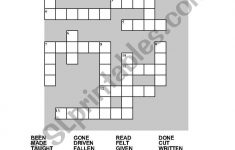 Past Participle Crossword - Esl Worksheetsnjeza - Past Tense Crossword Puzzle Printable
