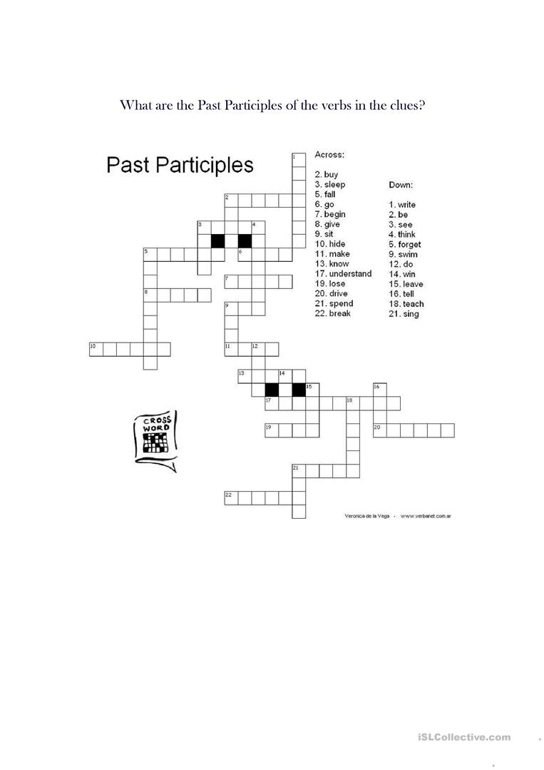 Past Participles Crossword Worksheet - Free Esl Printable Worksheets - Printable Crossword Puzzles Simple Present